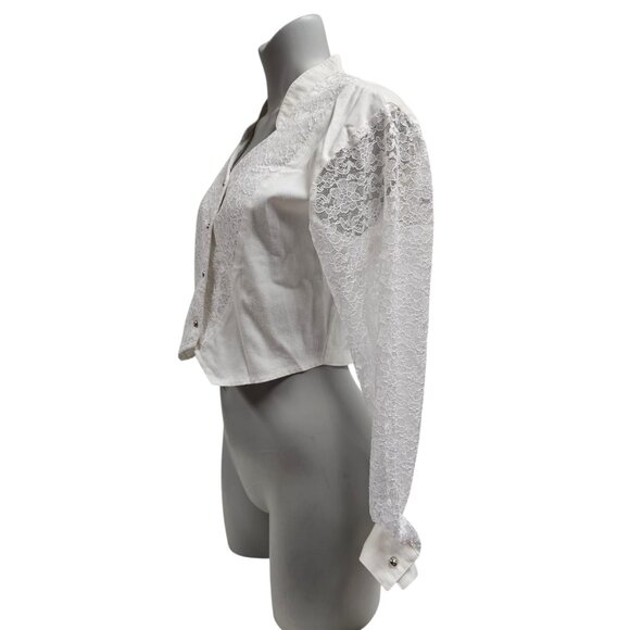 80s - 90s Banjo white heart cutout back button down shirt . medium . Made in USA - Picture 3 of 10